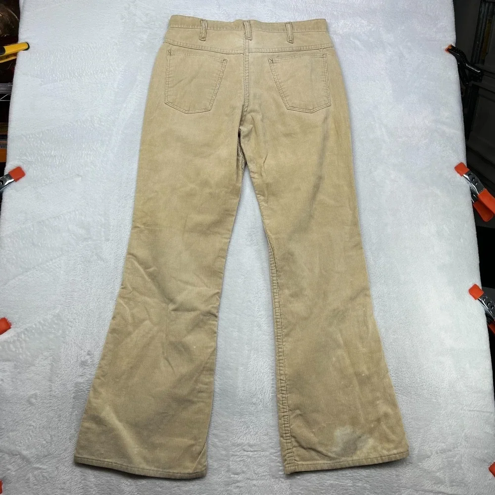 Vintage Men's Beige Corduroy‎ Bootcut Classic Pockets Bootcut Pants - 30X30.5